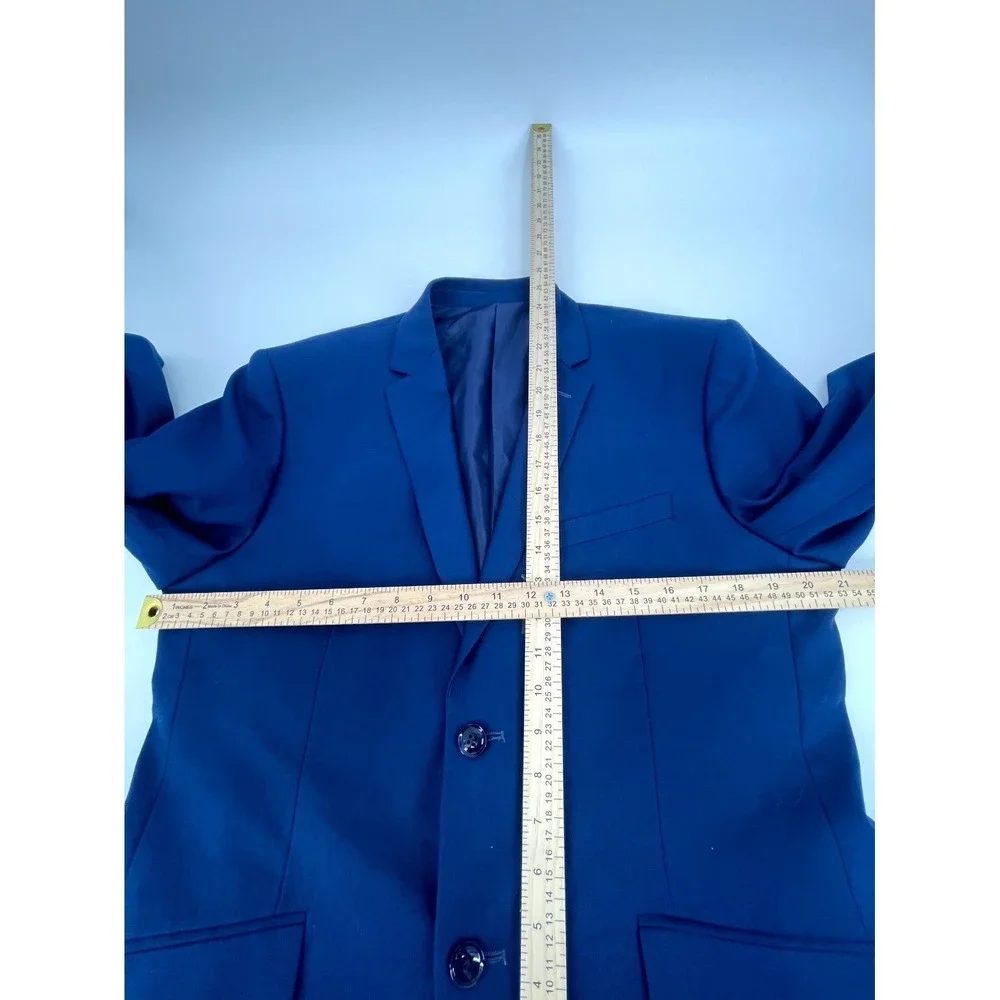 Alain Dupetit 2-Piece Suit Set Mens 40R/34W Royal Blue Tetron Slim Notch Lapel